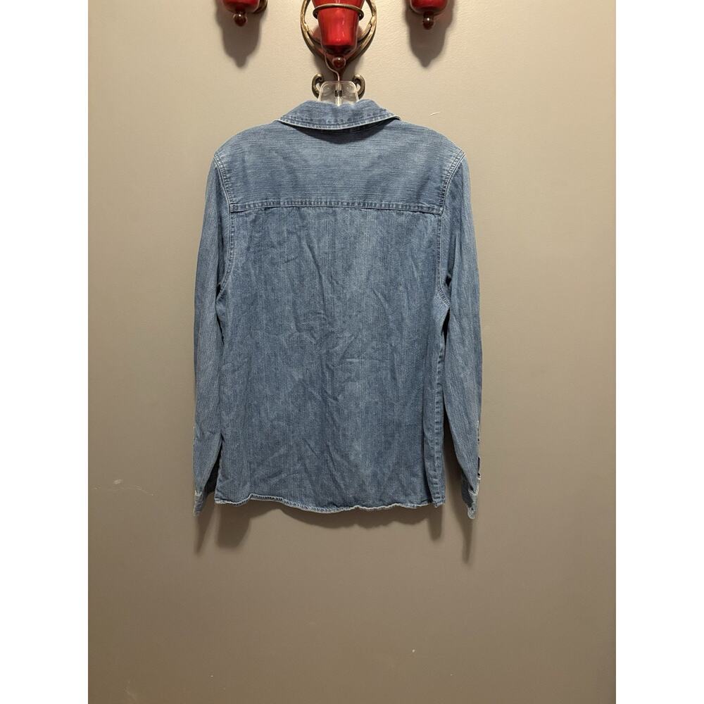 Disney Shopping Denim Holiday Christmas Embroidered Long Sleeve Top Size Large - Picture 7 of 8